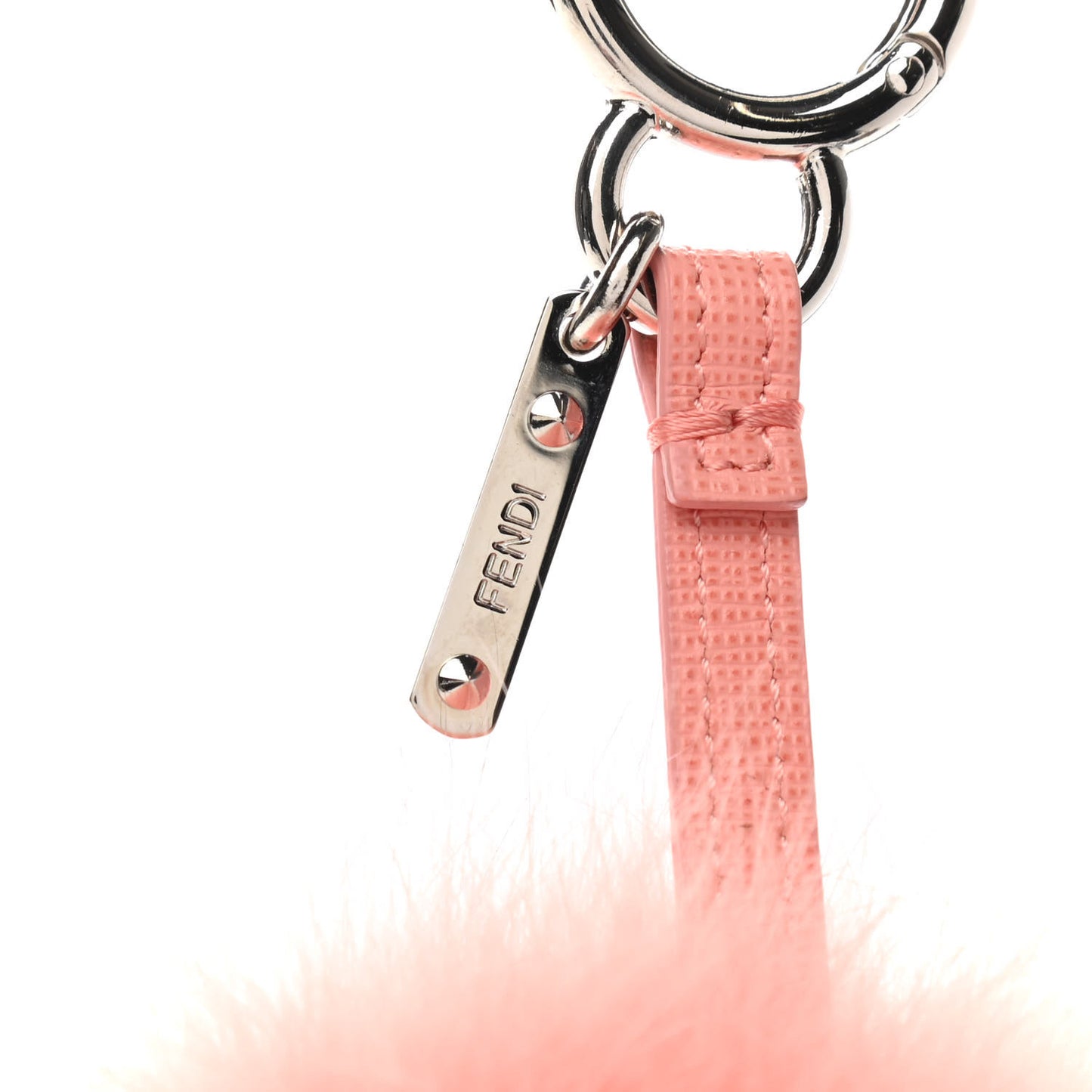 Fox Fur Vitello Elite Pom Pom Bag Charm Peach