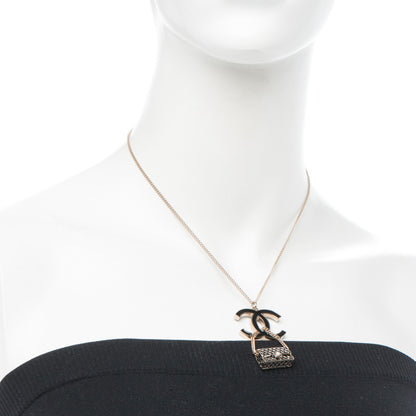 Chanel Enamel Pearl CC Flap Pedant Necklace Black 2 of 5