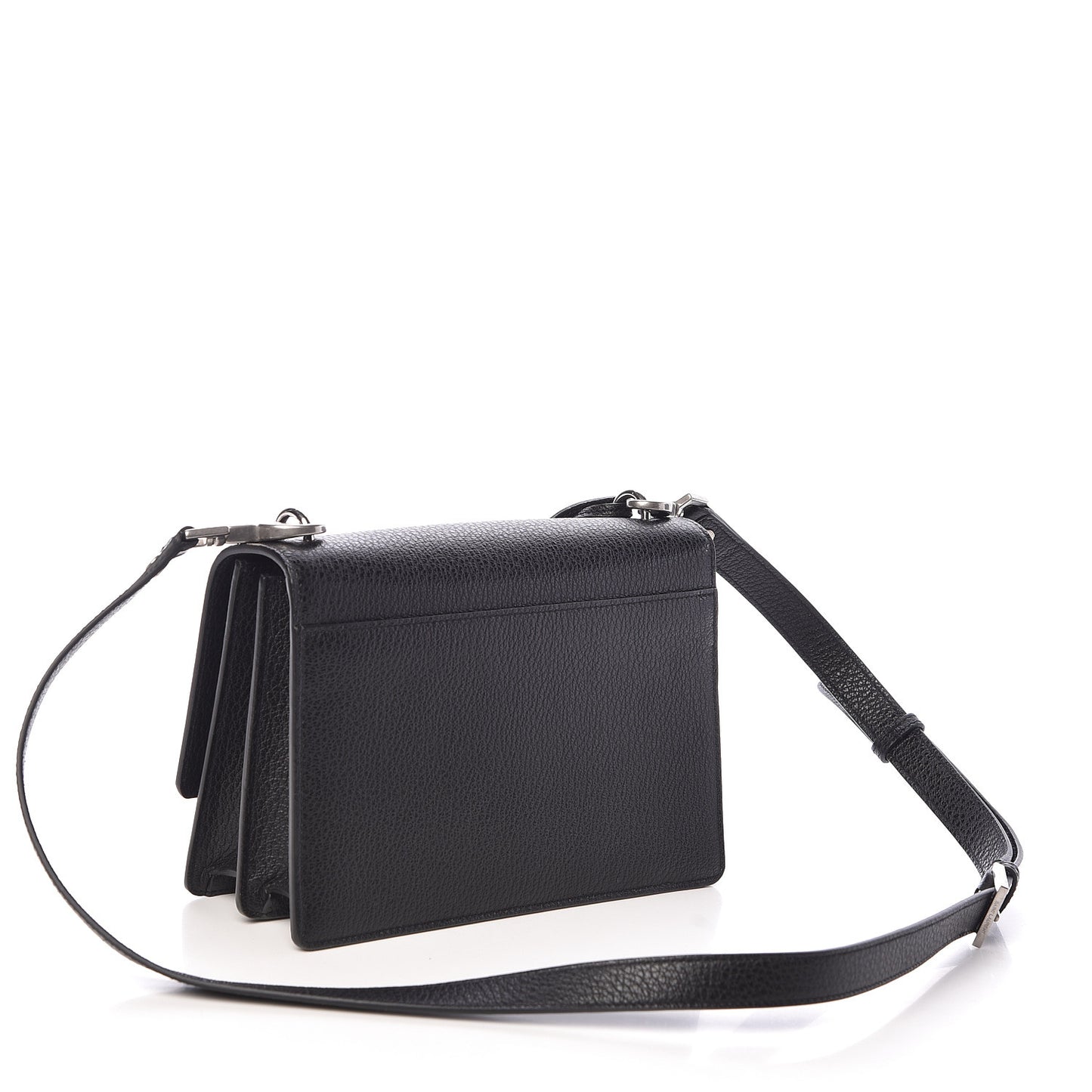 Grained Calfskin Medium Monogram Sunset Satchel Black