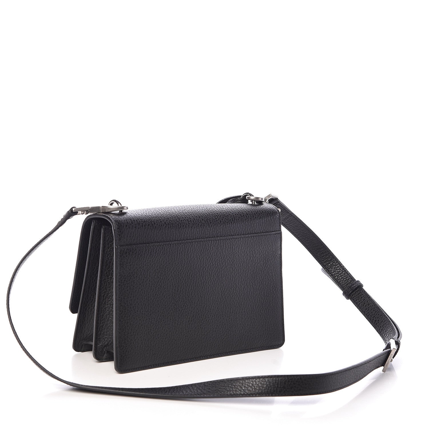 Saint Laurent Grained Calfskin Medium Monogram Sunset Satchel Black 3 of 9