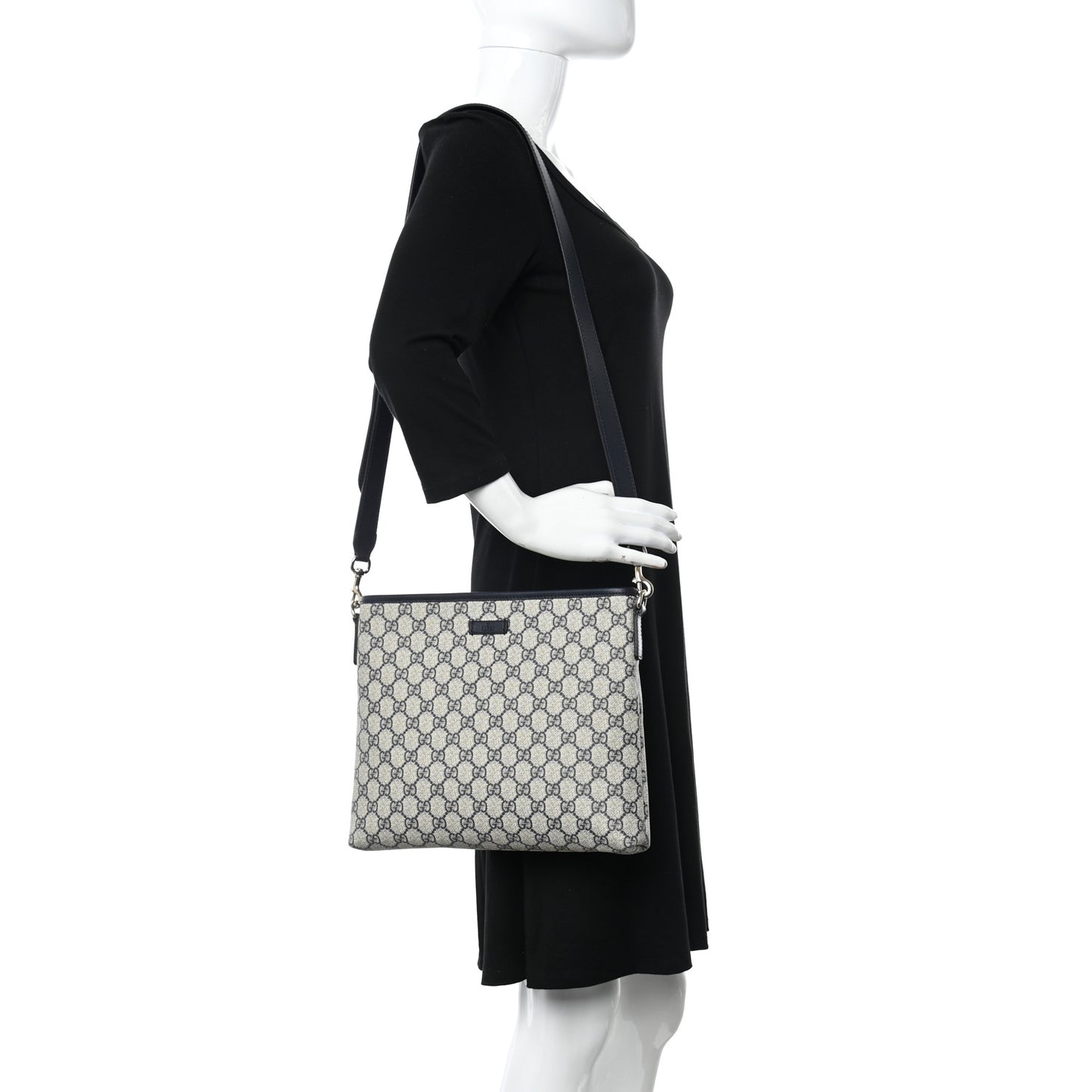 GG Plus Monogram Medium Flat Messenger Bag Navy