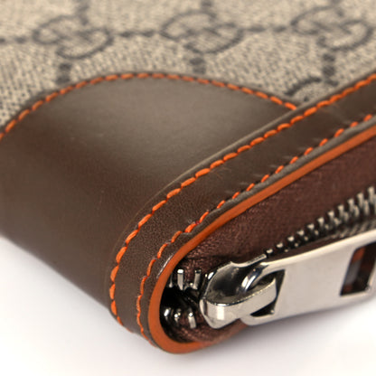 Gucci GG Supreme Monogram Web Zip Around Wallet Brown 10 of 13