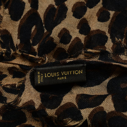 Louis Vuitton Cashmere Silk Leopard Stole Brown 5 of 6