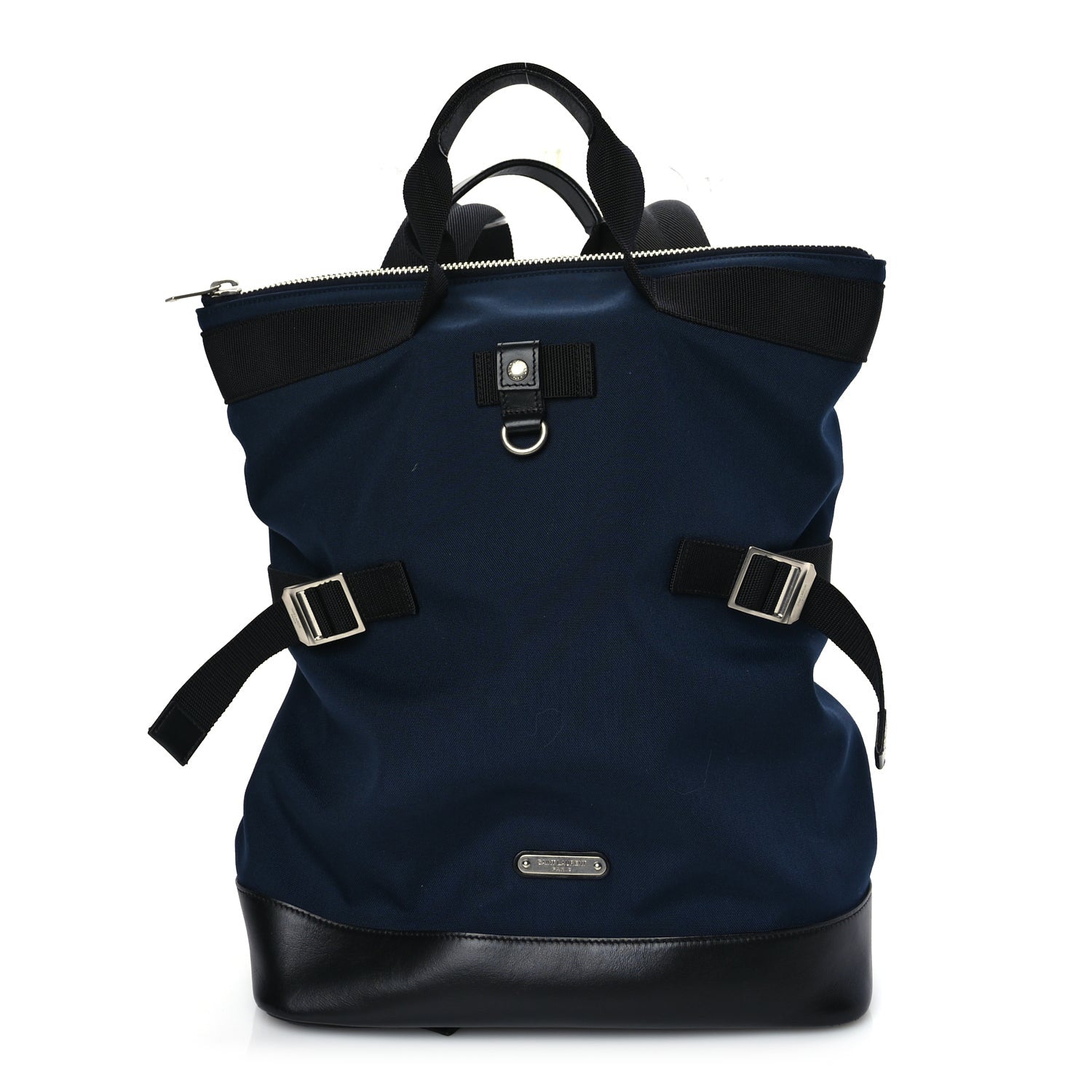 Saint Laurent Canvas Calfskin Rivington Race Convertible Backpack Black Navy 1 of 8