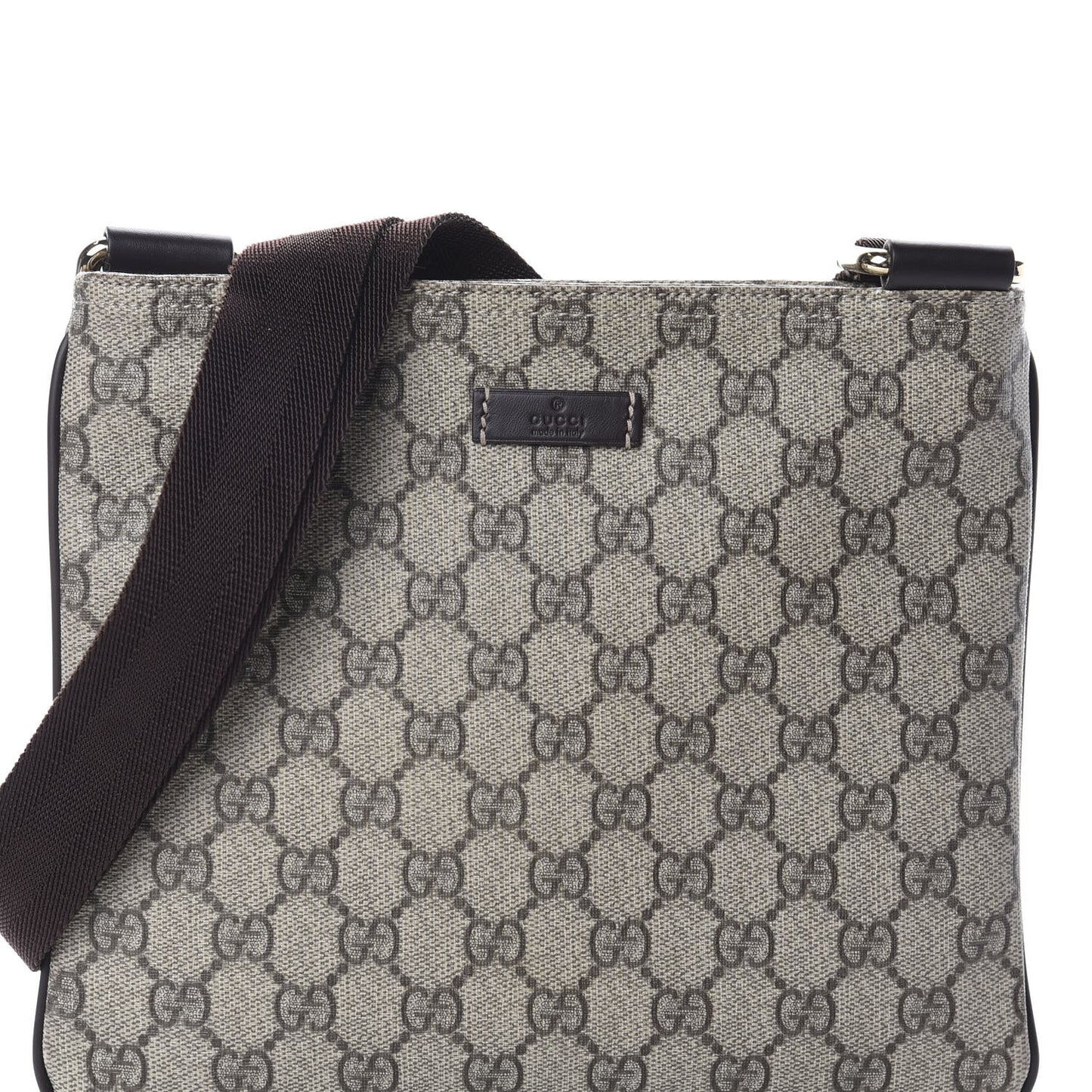 GG Supreme Monogram Small Flat Messenger Bag Dark Brown