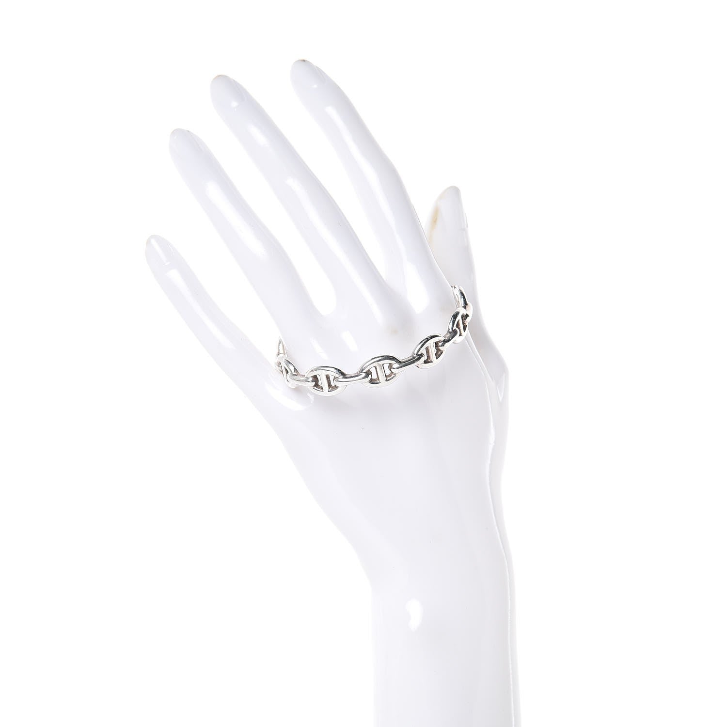 Hermes Sterling Silver MM Chaine d'Ancre Enchainee Cuff Bracelet LG 2 of 11