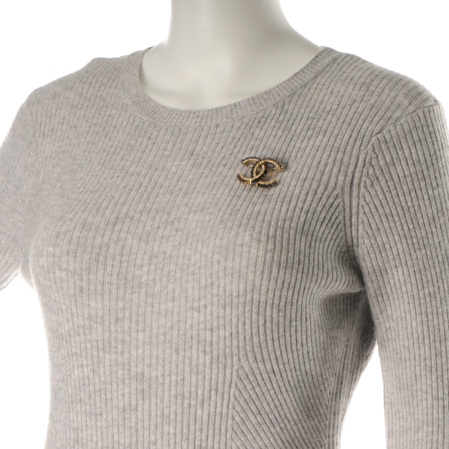 Chanel Baguette Crystal CC Brooch Gold 2 of 4