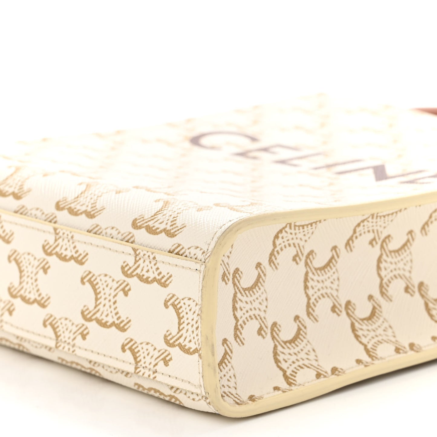 Triomphe Canvas Calfskin Mini Vertical Cabas White