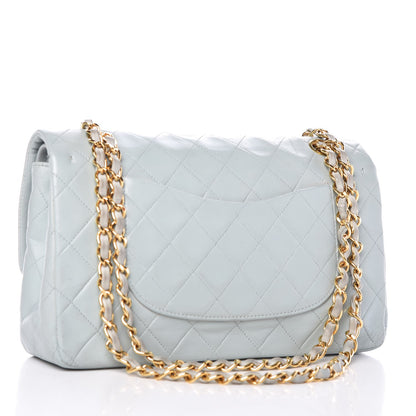 Chanel Lambskin Quilted Medium Double Flap Light Blue 3 of 14