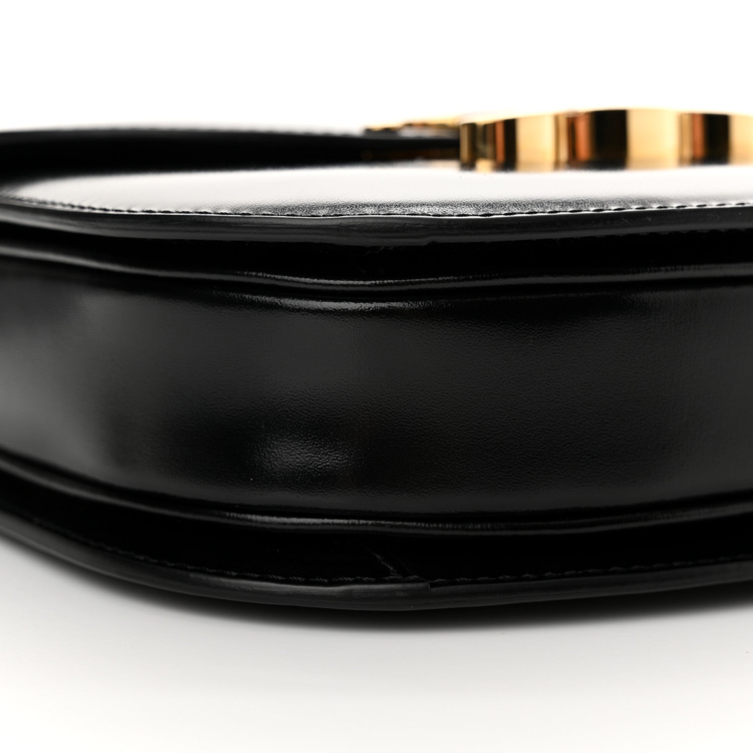 Celine Shiny Calfskin Besace Clea Chain Triomphe Black 9 of 10