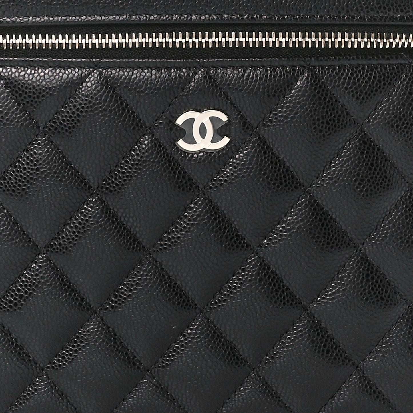Caviar Quilted Large Vanity Pouch Black