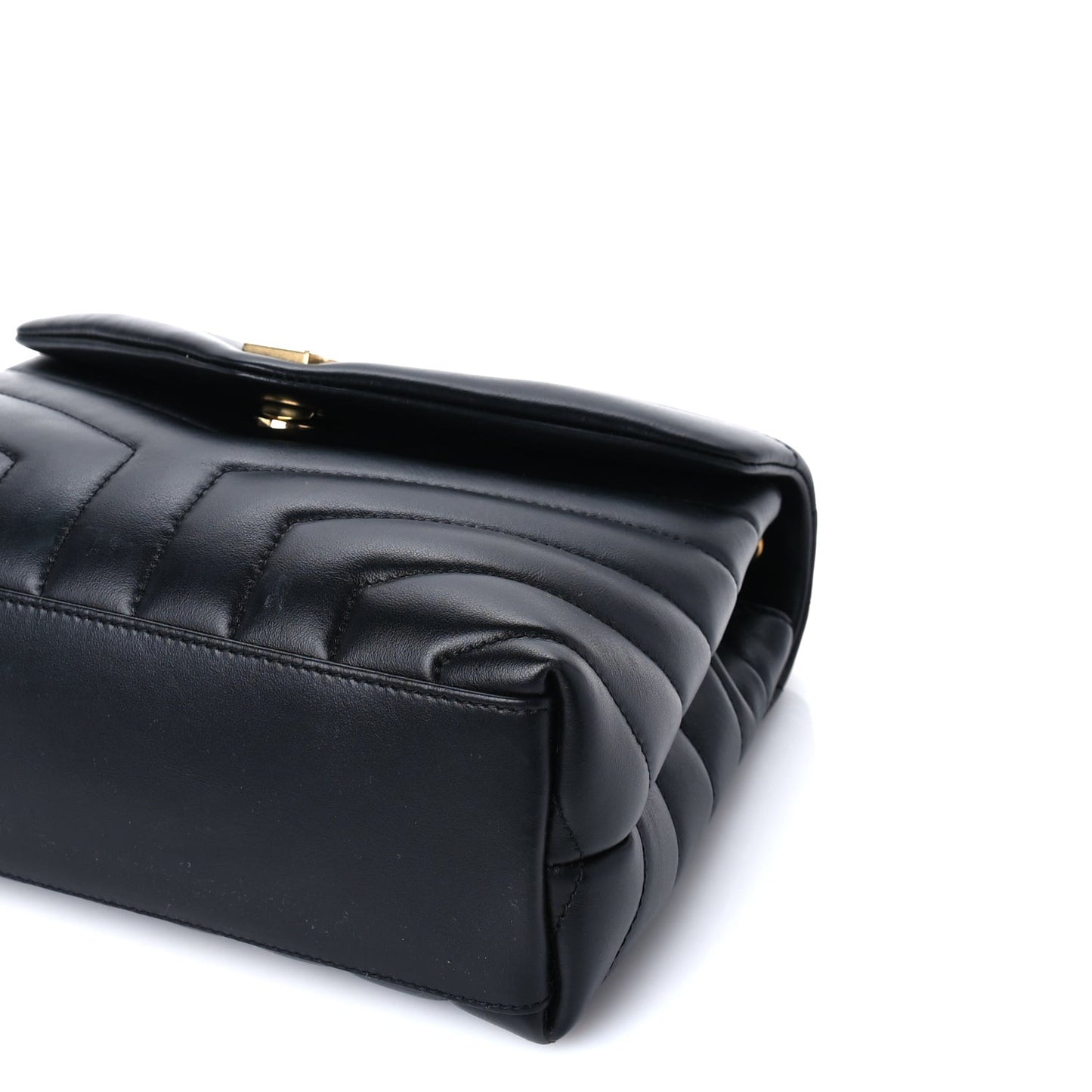 Calfskin Y Quilted Monogram Small Loulou Chain Satchel Black