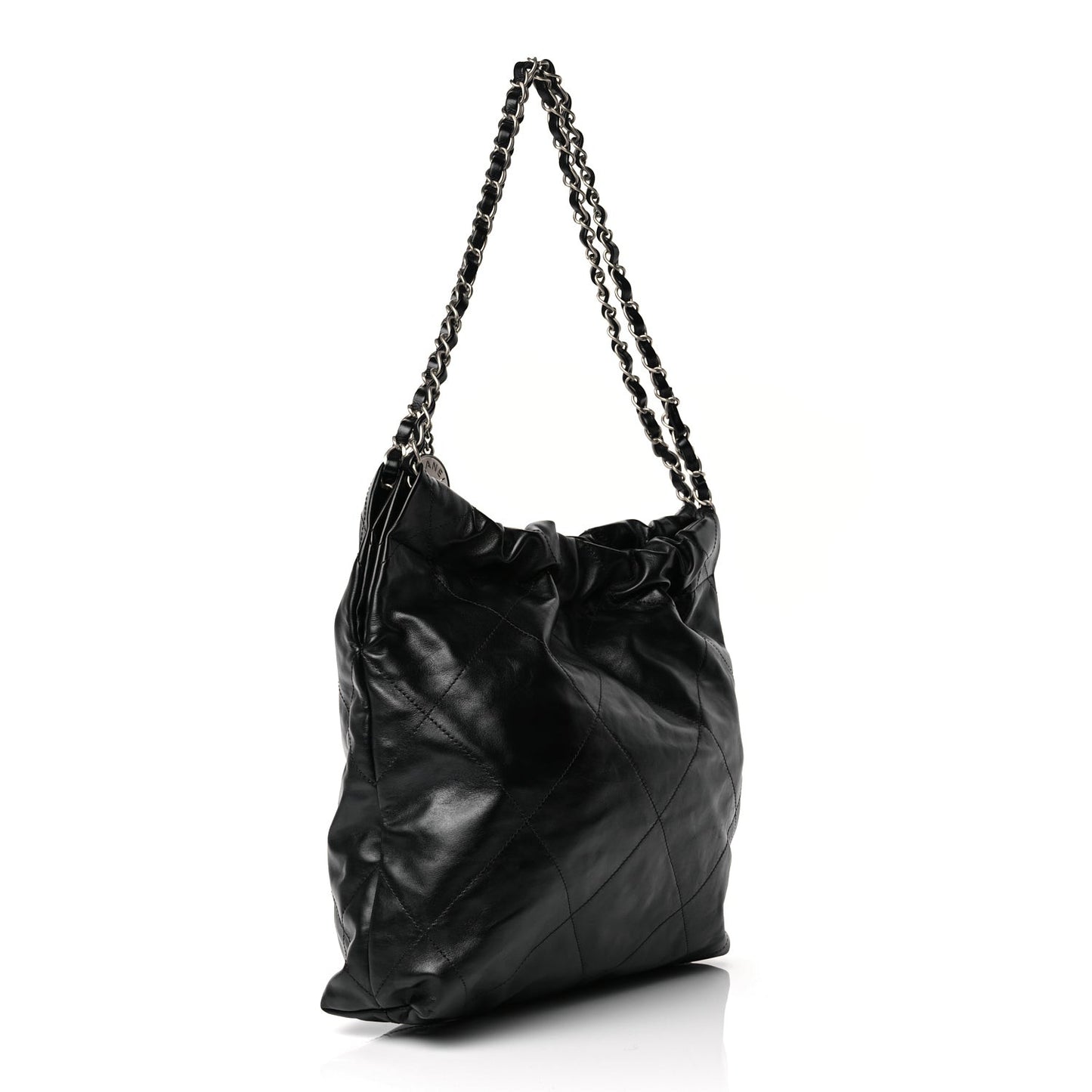 Shiny Calfskin Quilted Small  22 Black