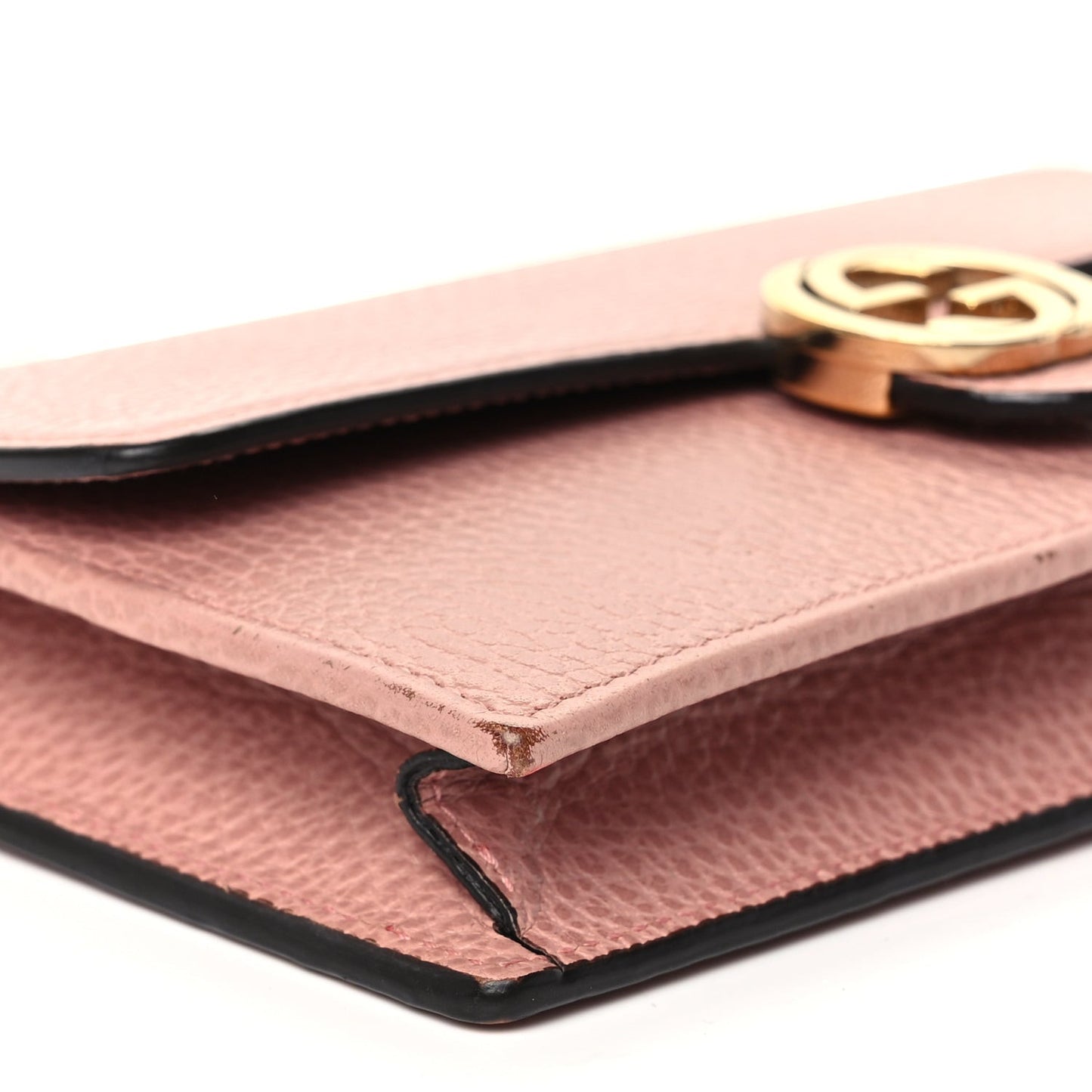 Dollar Calfskin Interlocking G Chain Wallet Soft Pink