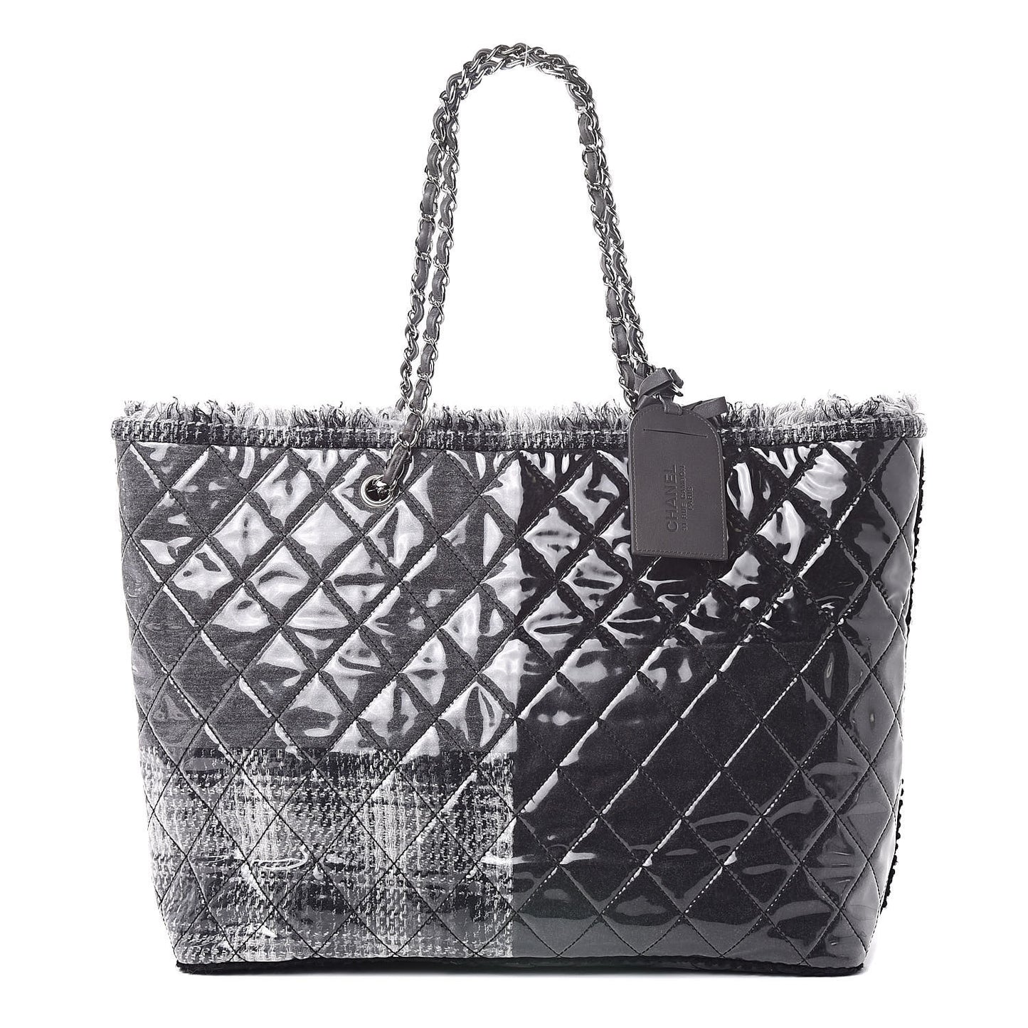 Vinyl Funny Tweed Patchwork Tote Grey
