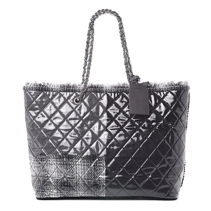 Chanel Vinyl Funny Tweed Patchwork Tote Grey 1 of 13