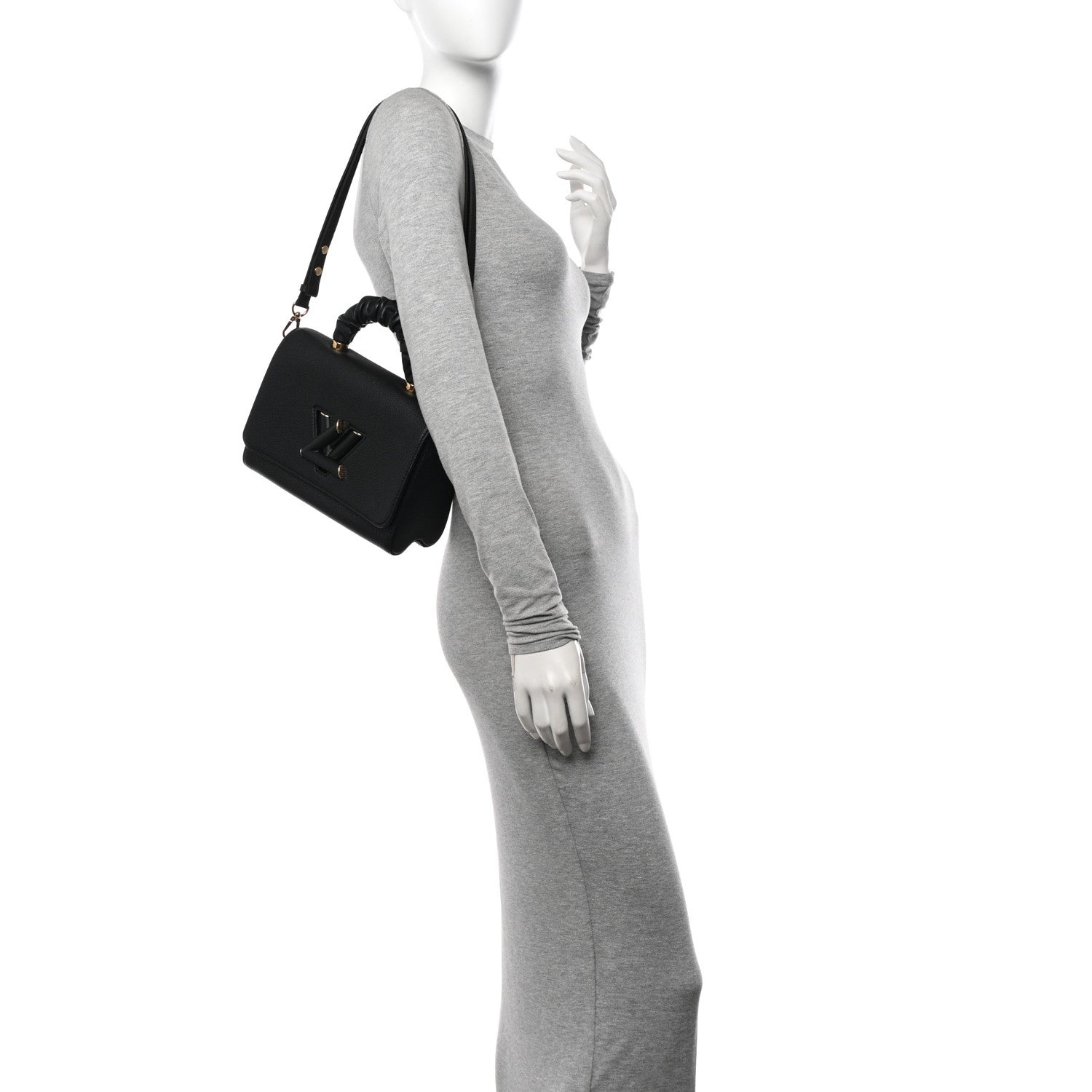 Louis Vuitton Taurillon Smooth Calfskin Scrunchie Twist One Handle MM Black 2 of 11