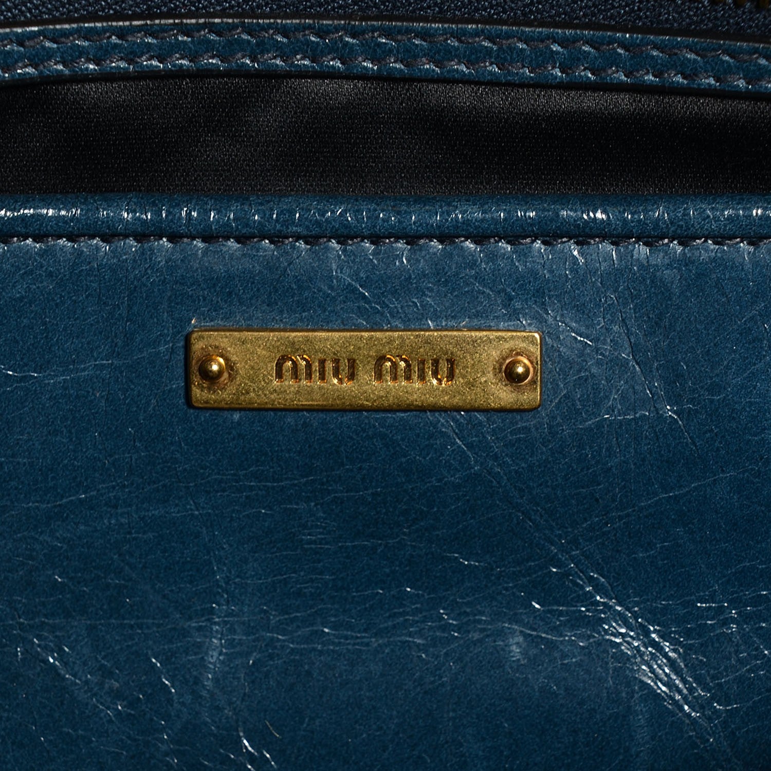 Miu Miu Vitello Shine Zip Tote Denim 6 of 9