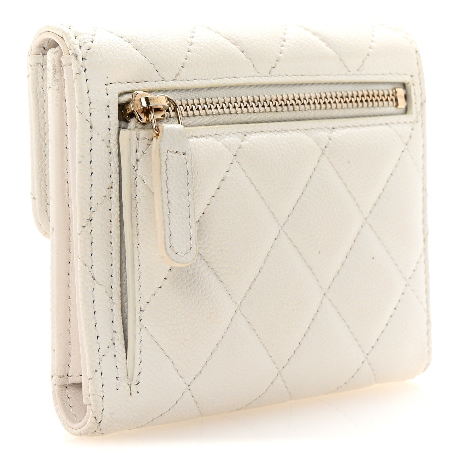 Chanel Caviar Quilted Compact Flap Wallet White 3 of 7