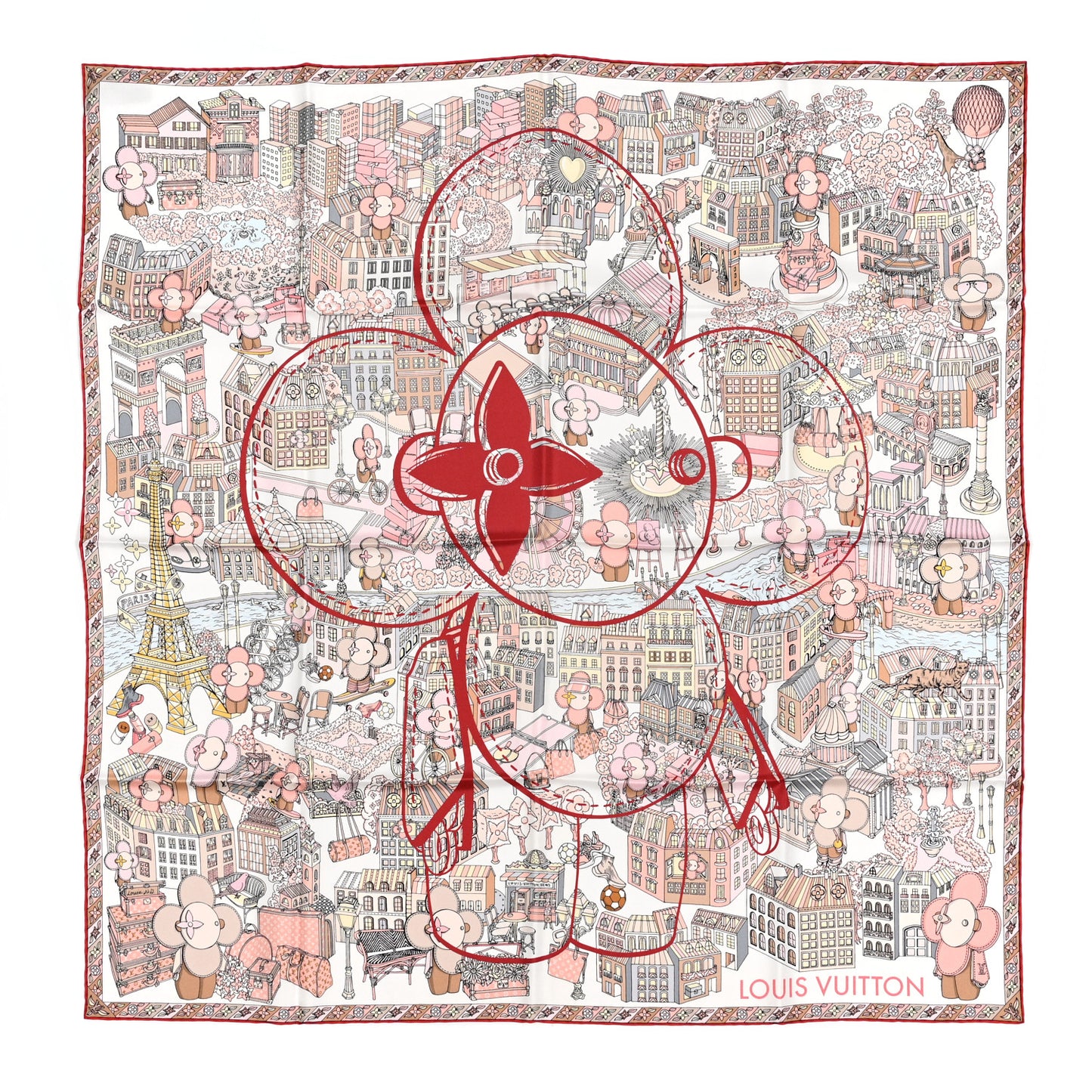 Silk Cache Cache Square 90 Scarf Pink