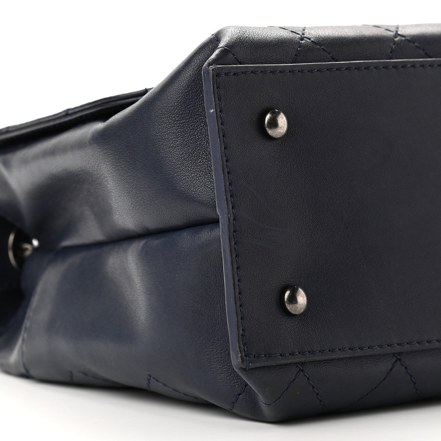 Chanel Calfskin Stitched Urban Luxury Top Handle Bag Navy 9 of 14