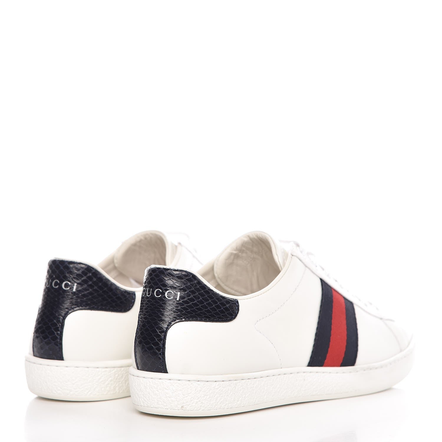 Gucci Calfskin Ayers Web Ace Sneakers 38 White Blue 4 of 9
