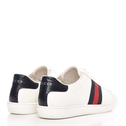 Gucci Calfskin Ayers Web Ace Sneakers 38 White Blue 4 of 9