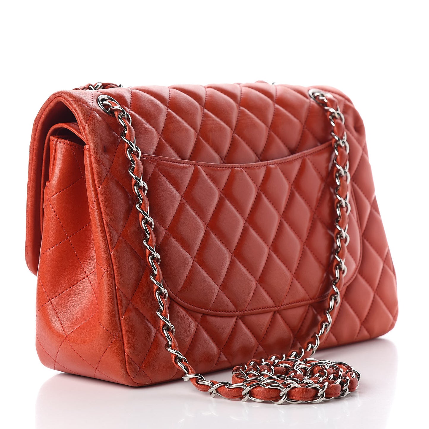 Lambskin Quilted Jumbo Double Flap Red
