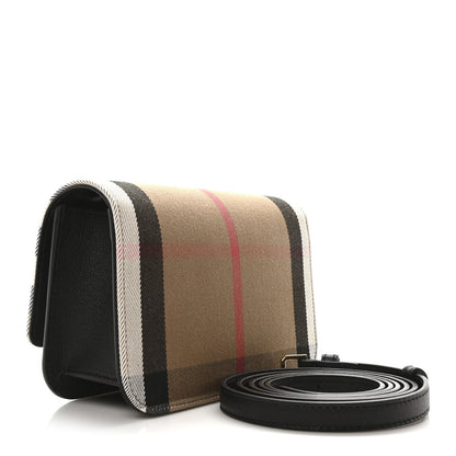 Burberry Grained Calfskin House Check Small Madison Shoulder Bag Black 3 of 7