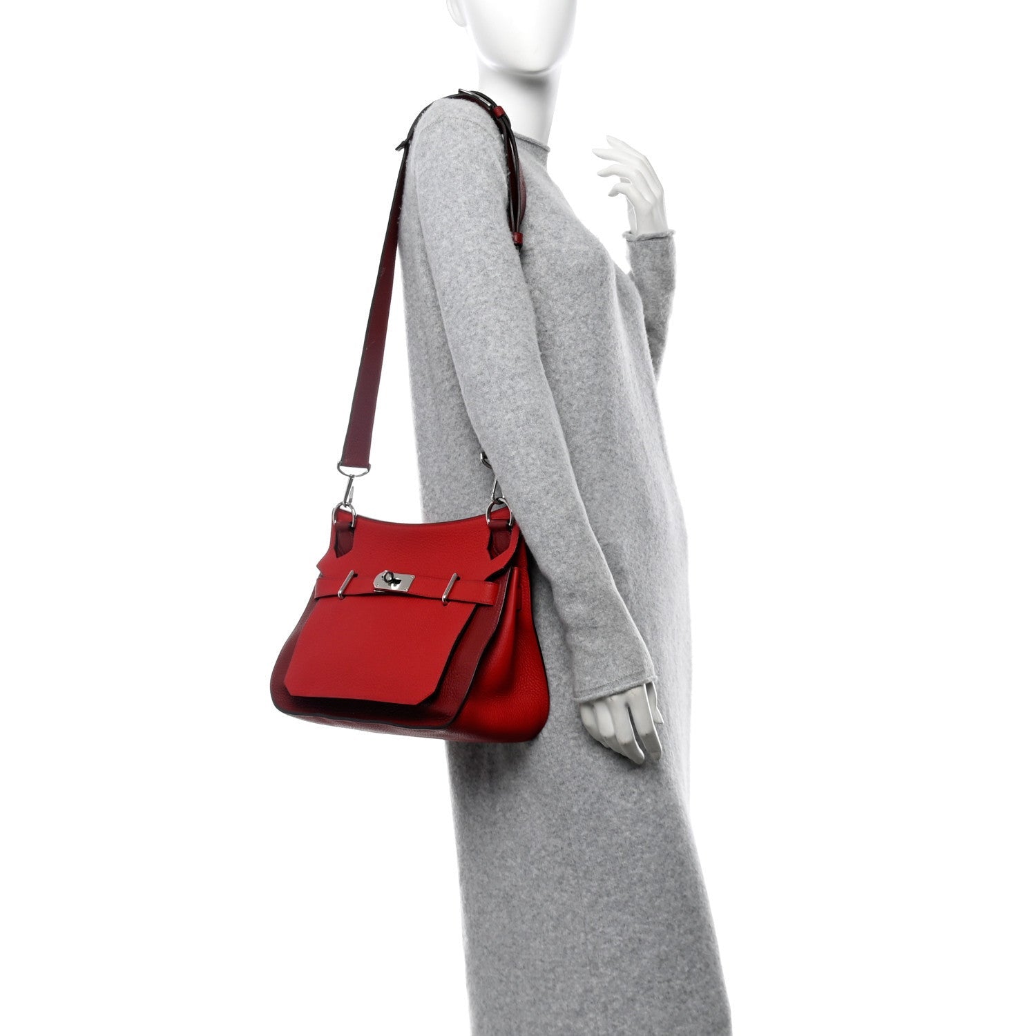 Hermes Taurillon Clemence Bi-Color Jypsiere 28 Rouge H Rouge Casaque 2 of 7