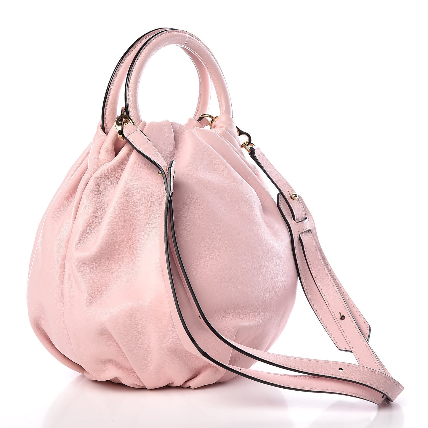 Gathered Lambskin Small Bounce Bag Pink