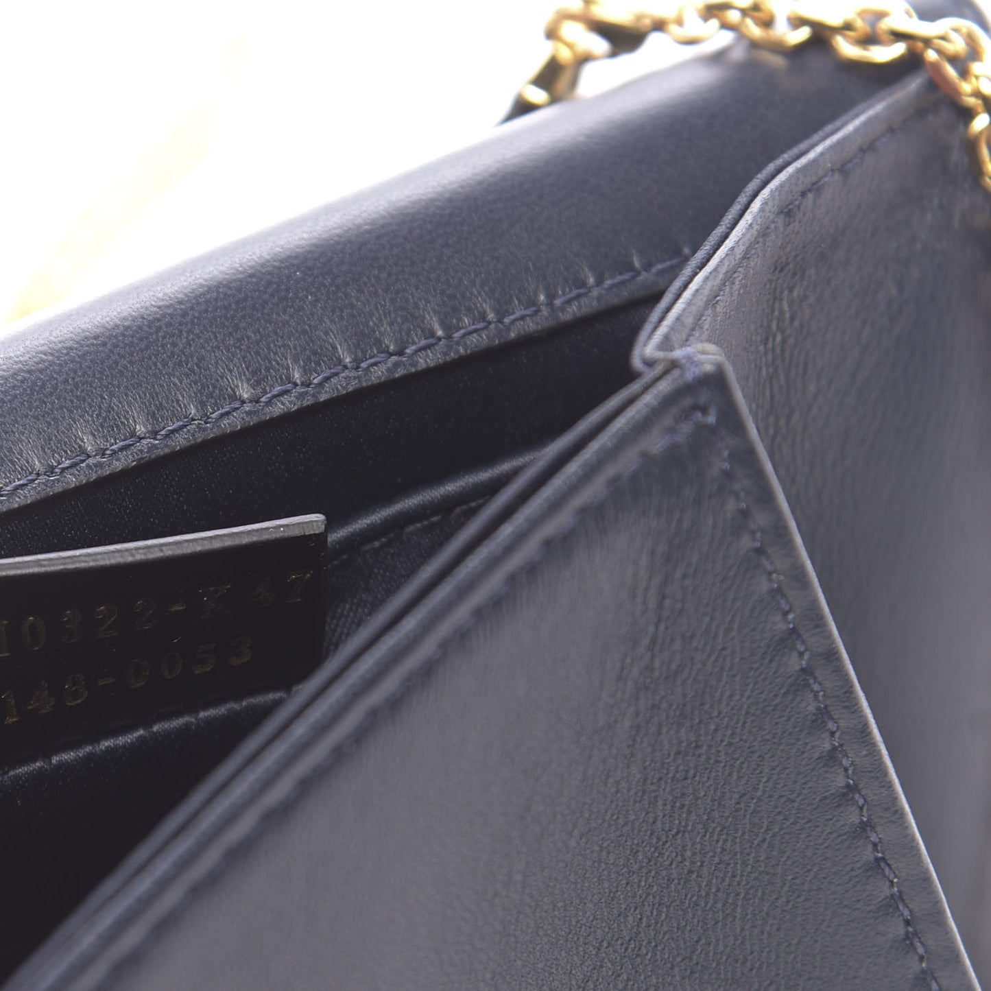 Shiny Nappa Mini Rush Clutch Navy