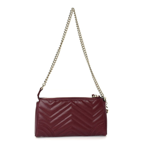 Calfskin Matelasse GG Marmont small shoulder bag  Rosso Ancora