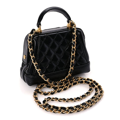 Chanel Shiny Lambskin Quilted Mini Cocodoc Top Handle Bag Black 2 of 9