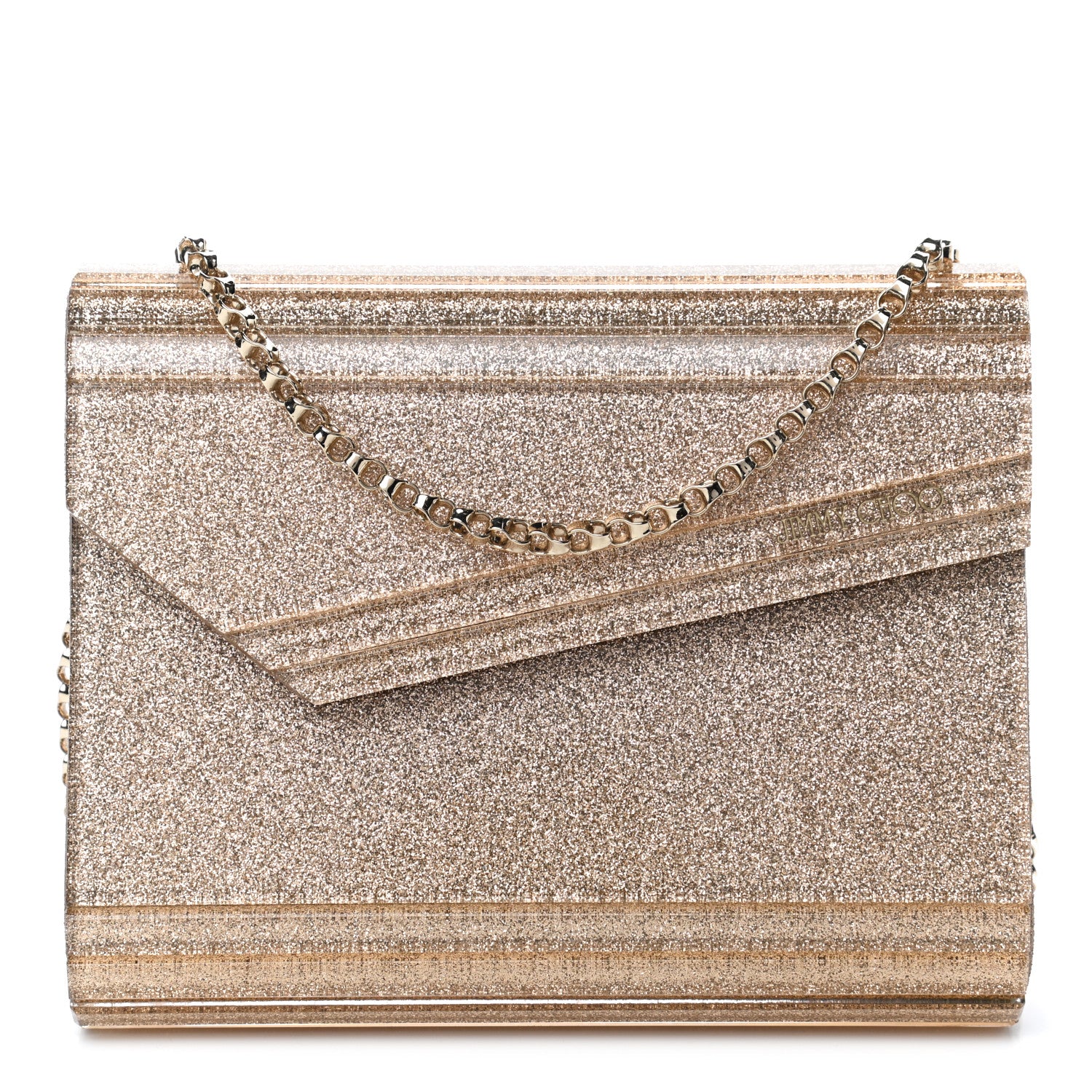 Jimmy Choo Acrylic Glitter Candy Clutch Gold 1 of 4