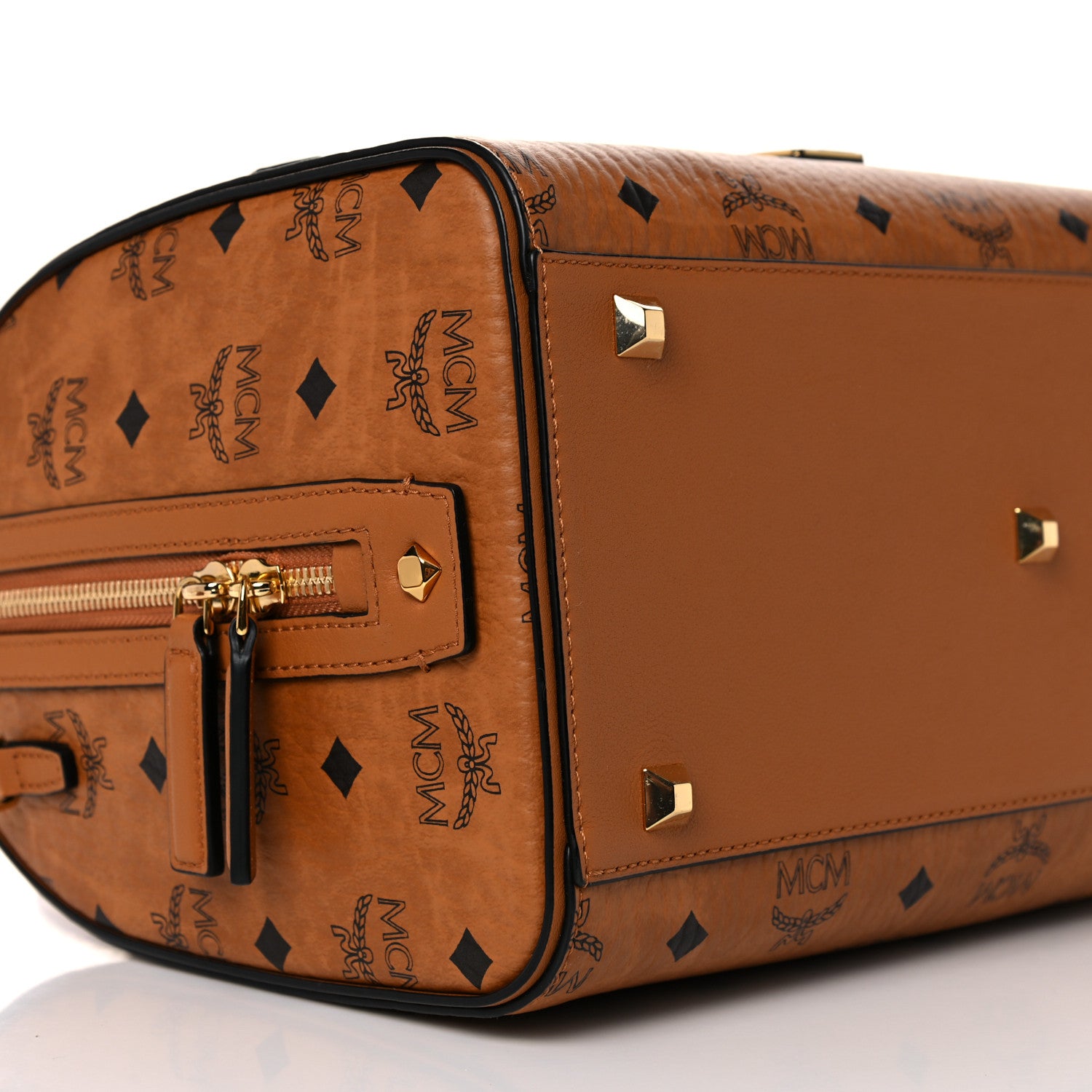 MCM Visetos Medium Boston Bag Cognac 9 of 13