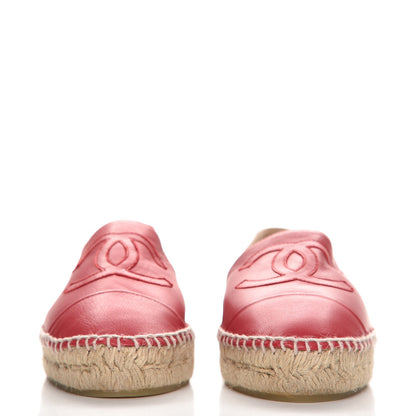 Chanel Lambskin CC Espadrilles 39 Red 2 of 10