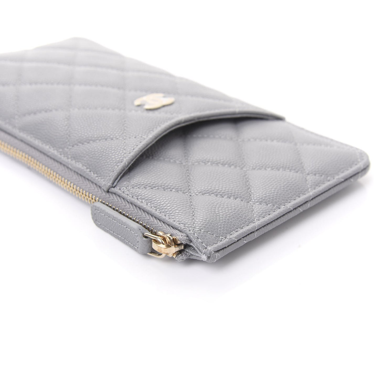 Caviar Quilted Classic iPhone Pouch Grey