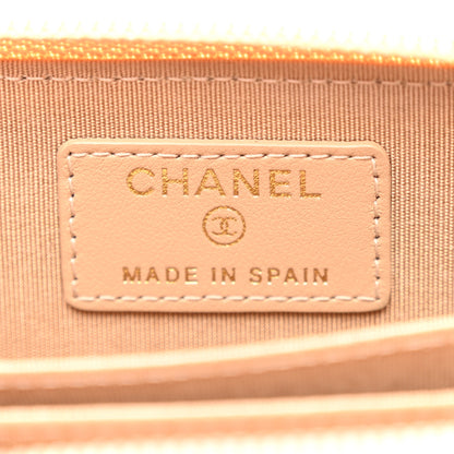 Chanel Caviar Quilted Boy Zip Around Coin Purse Wallet Beige 6 of 9