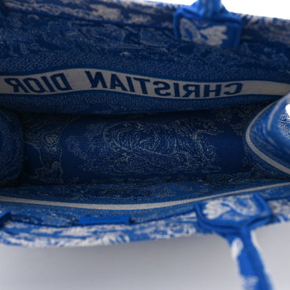 Christian Dior Canvas Embroidered Medium Dioriviera Toile De Jouy Book Tote Fluorescent Blue 5 of 7