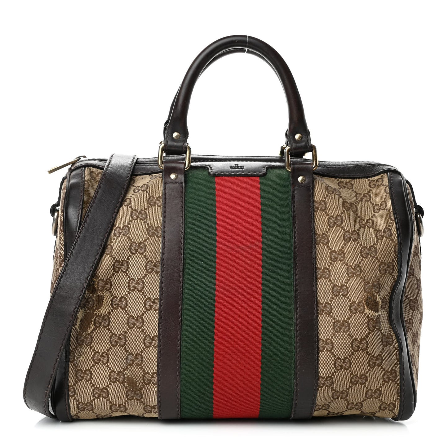 Monogram Vintage Web Medium Boston Dark Brown