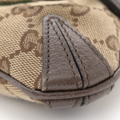 Gucci Monogram Textured Dollar Calfskin Heavy Grosgrain Web Small Maxi Horsebit Chain Shoulder Bag Beige Ebony New Acero 11 of 13