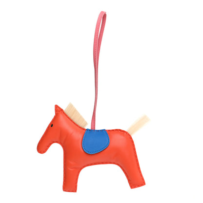 Hermes Milo Lambskin Horsehair Grigri Rodeo Horse GM Bag Charm Orange Poppy Bleu Zanzibar Rose Azalee 1 of 5