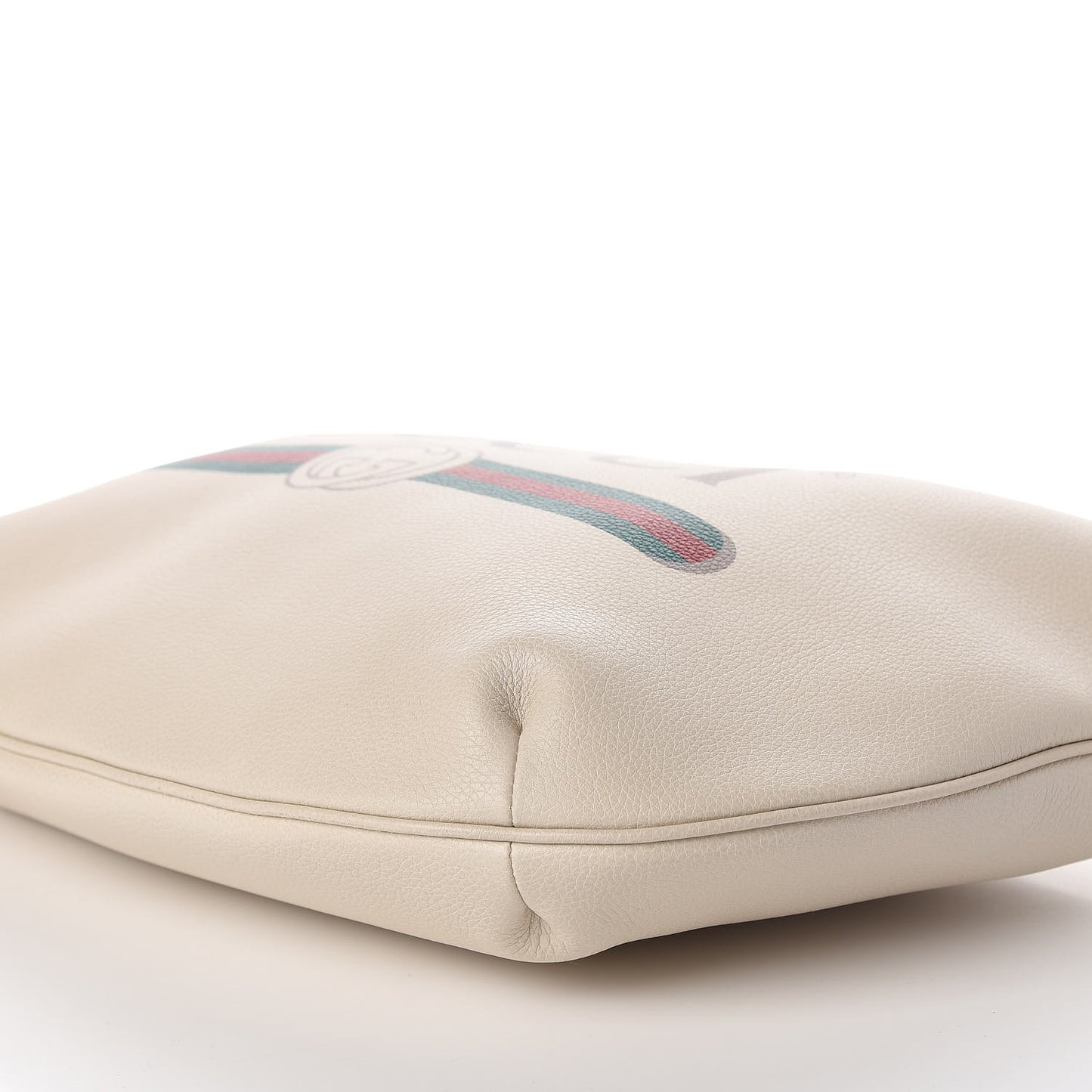 Grained Calfskin Logo Half Moon Hobo White