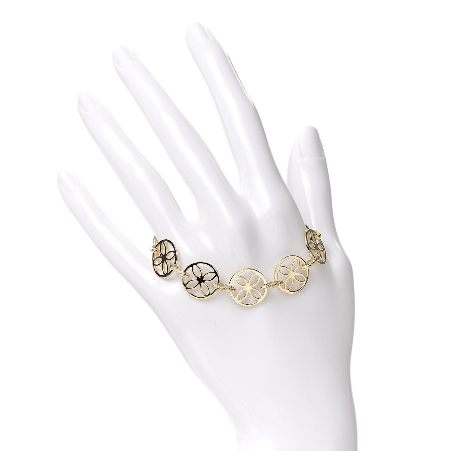18K Yellow Gold Circular Floral Link Bracelet