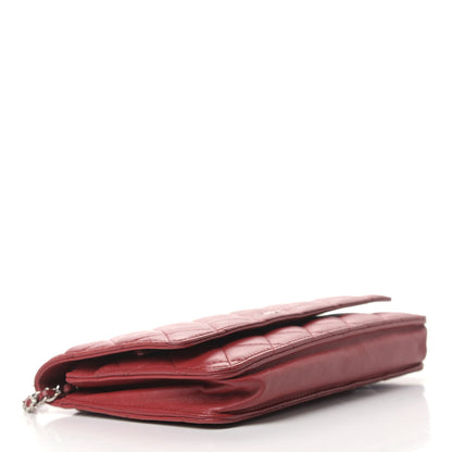 Chanel Lambskin Quilted Wallet On Chain WOC Red 4 of 14