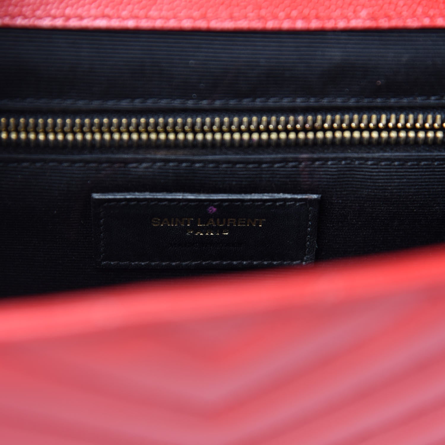 Saint Laurent Grain De Poudre Matelasse Chevron Large Monogram Satchel Lipstick Red 16 of 18