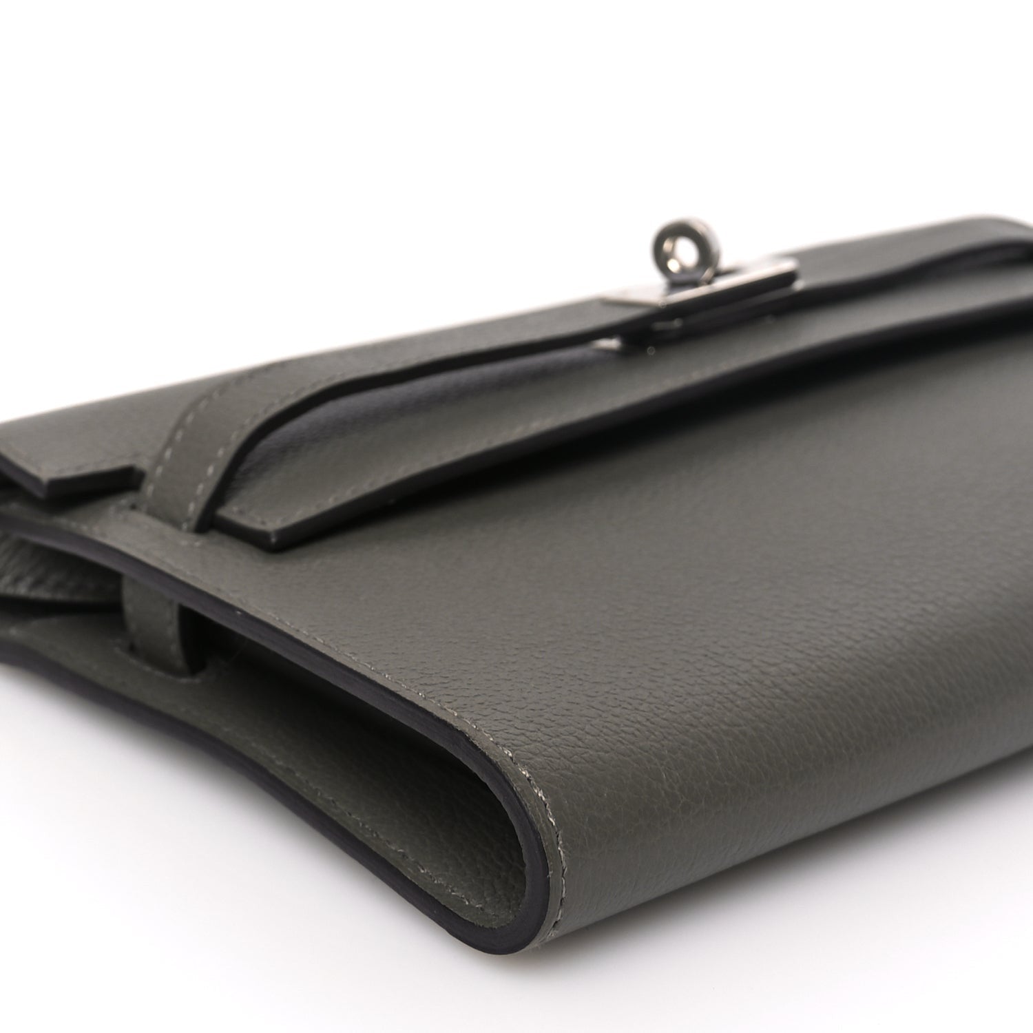 Hermes Evercolor Kelly Wallet To Go Gris Meyer 7 of 8