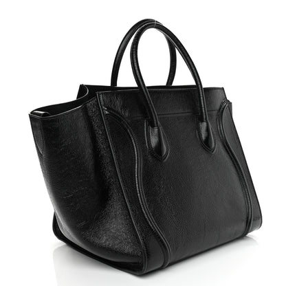 Celine Crinkled Patent Calfskin Medium Phantom Luggage Black 3 of 10