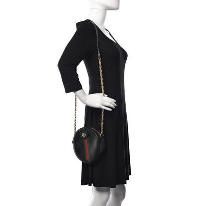 Gucci Grained Calfskin Web Mini Ophidia Round Shoulder Bag Black 2 of 10